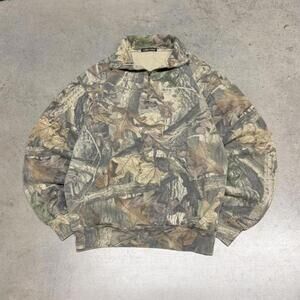 Vintage Commander Camo Quarter Zip Sweatshirt Mens Medium Advantage Timber 90s